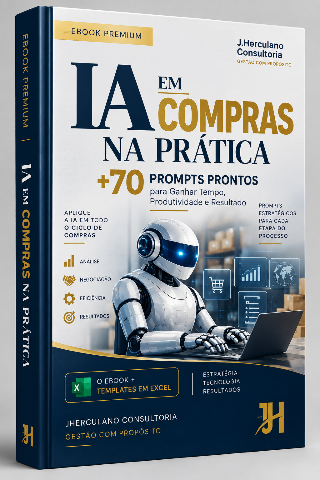 Capa do eBook IA em Compras na Prática + 70 Prompts Prontos para Ganhar Tempo, Produtividade e Resultado